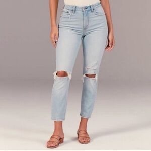 Abercrombie & Fitch Blue High Rise Distressed Skinny Jeans